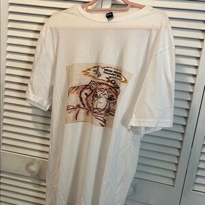 Unisex White Thee Golden Tiger Art Graphic T-Shirt by Julie Lee